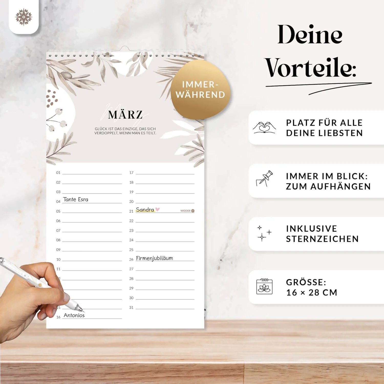 Geburtstagskalender – Immerwährender Wandkalender - Image 3