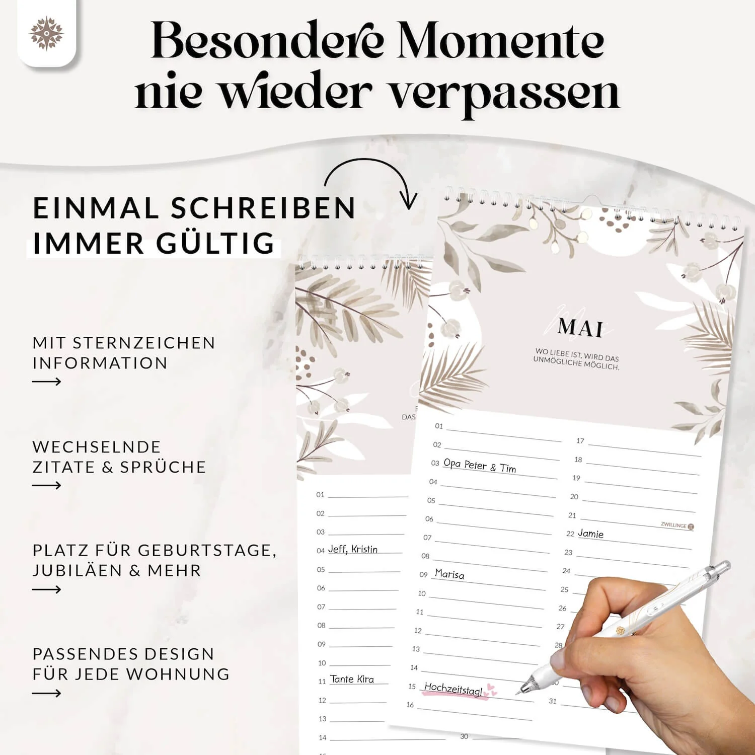 Geburtstagskalender – Immerwährender Wandkalender - Image 4