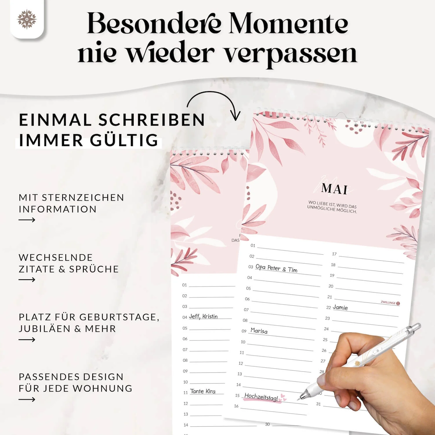 Geburtstagskalender – Immerwährender Wandkalender - Image 8