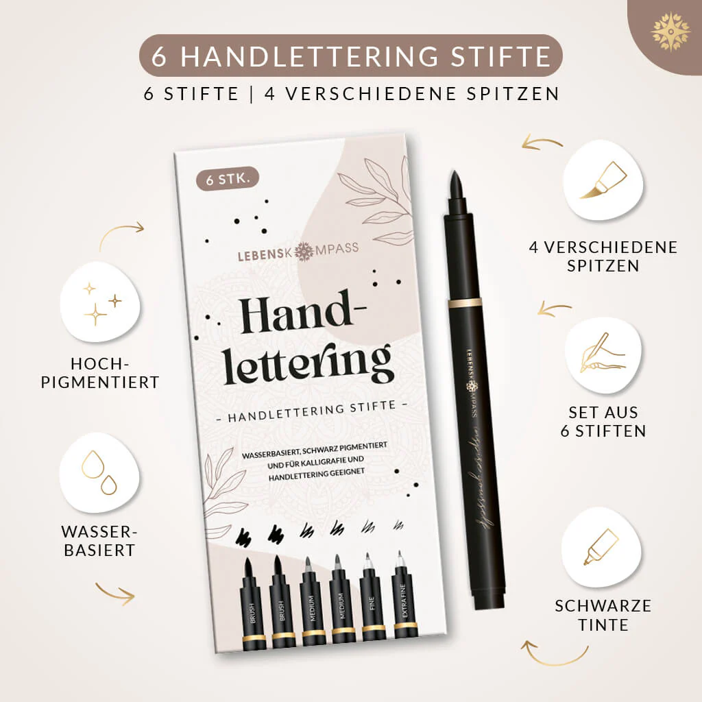 Handlettering Stifte Set - 6 schwarze Stifte - Image 12