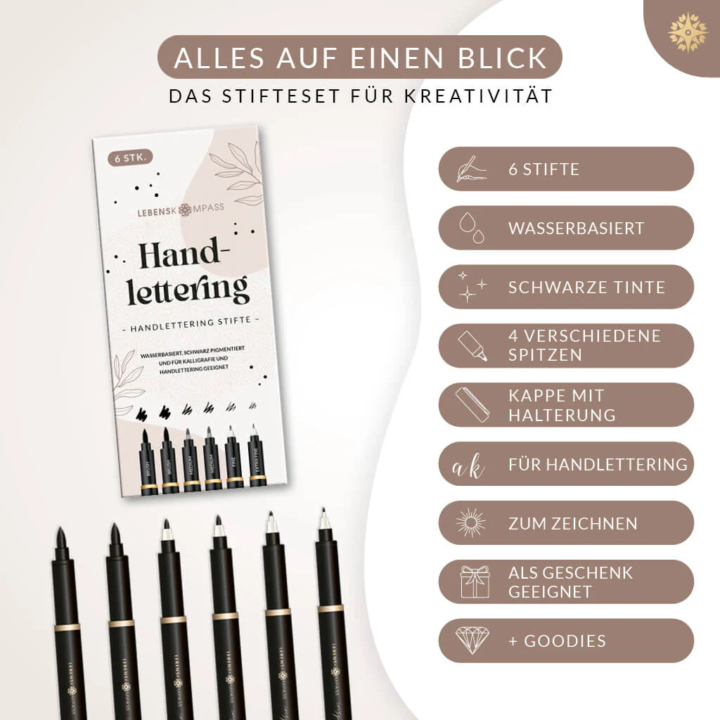 Handlettering Stifte Set - 6 schwarze Stifte - Image 17