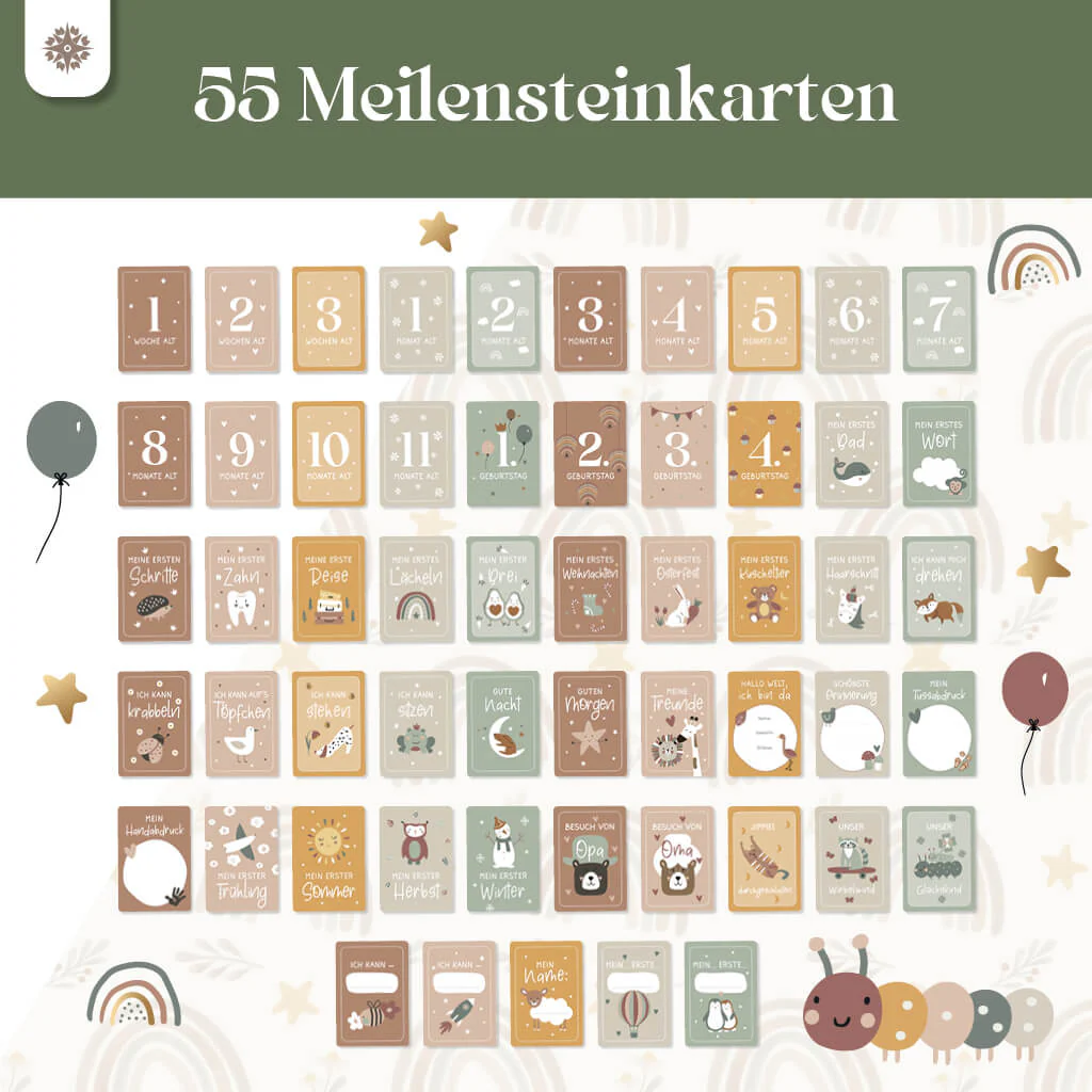 Meilensteinkarten für's Baby - Set mit 55 Karten - Image 5